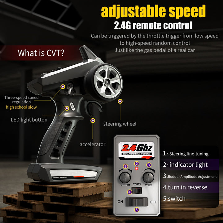 4WD Brushless RC Monster Truck 70 km/h 1:16 Scale Off-Road Remote Control Car