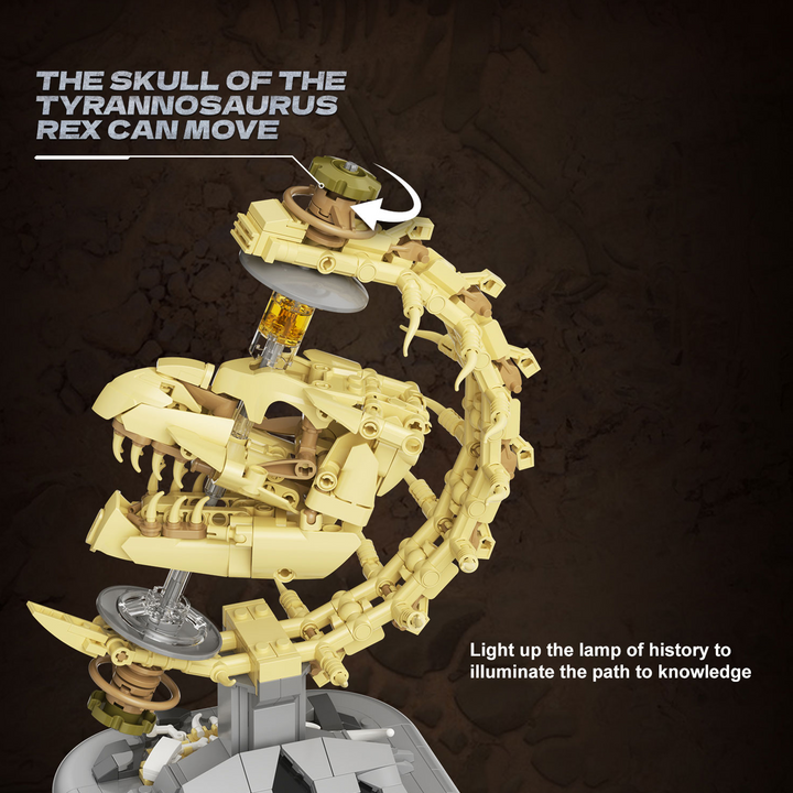 Dinosaur Era Globe Building Blocks Toy, Prehistoric T-Rex Skeleton Model Kit