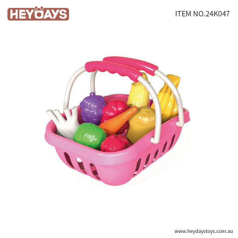 Pretend Play Toy Grocery Shopping Cart Trolley Play Set w/ Play Food Gift Kids