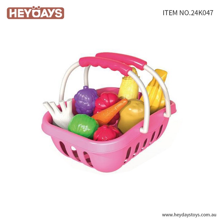 Pretend Play Toy Grocery Shopping Cart Trolley Play Set w/ Play Food Gift Kids