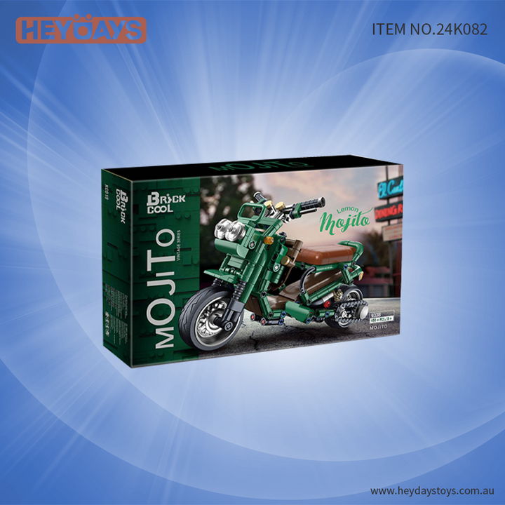 Vintage Motorcycle Toy Building Blocks Kit Collectible Display Model Kids Adults