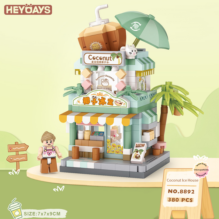 3D Street Mini View Building Block Set Cute Store Model Kit with Minifigure