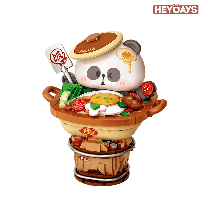 3D Kawaii Food Panda Mini Building Block Set, Gourmet Sichuan Hotpot & Claypot