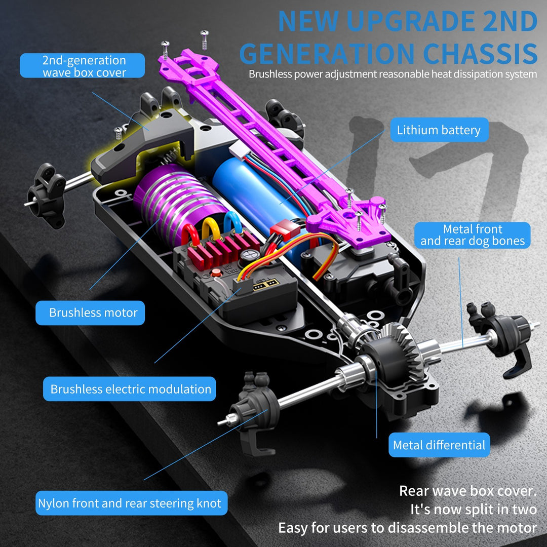4WD Brushless RC Drift Car 60 km/h High Speed Remote Control Vehicle 1:16 Scale