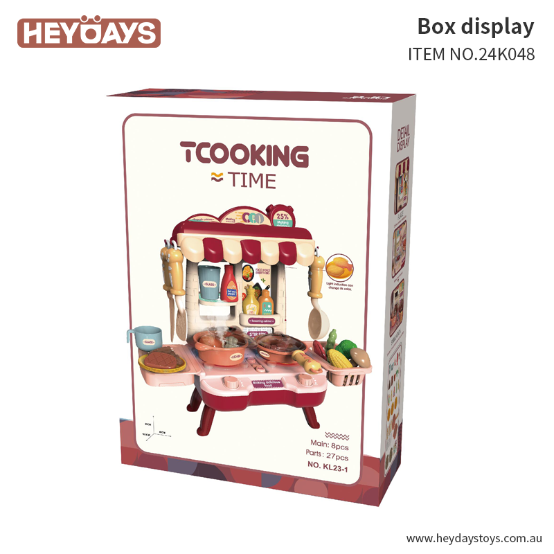 Pretend Play Toy Kitchen Set w/ Music & Light Cooking Stove w/ Spray Gift Kids