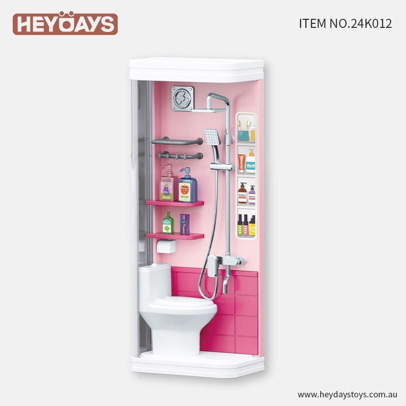 Pretend Play Role Play Bathroom Shower Room Set Toilet Accessories Toy Gift Kids