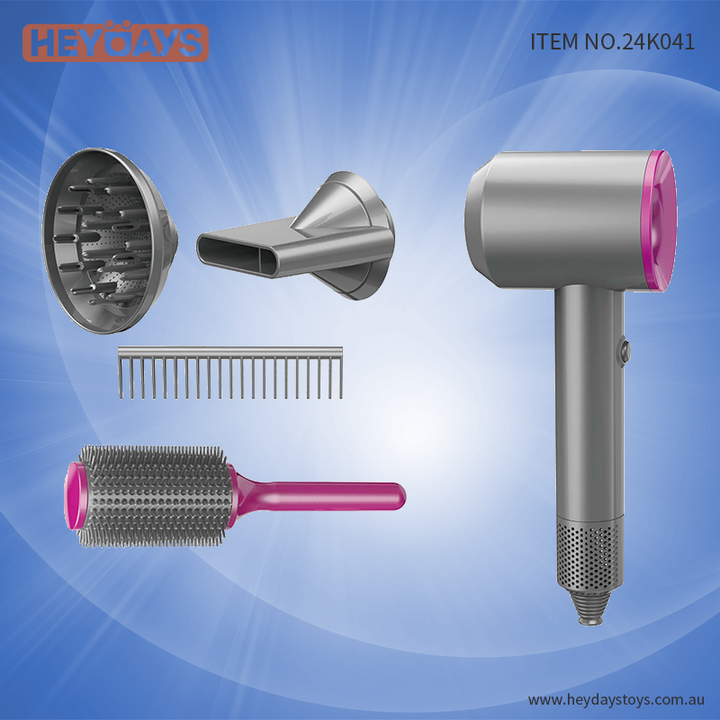 Pretend Play Hair Dryer Hair Salon Dyson Styling Toy w/ Accessories Gift Kids