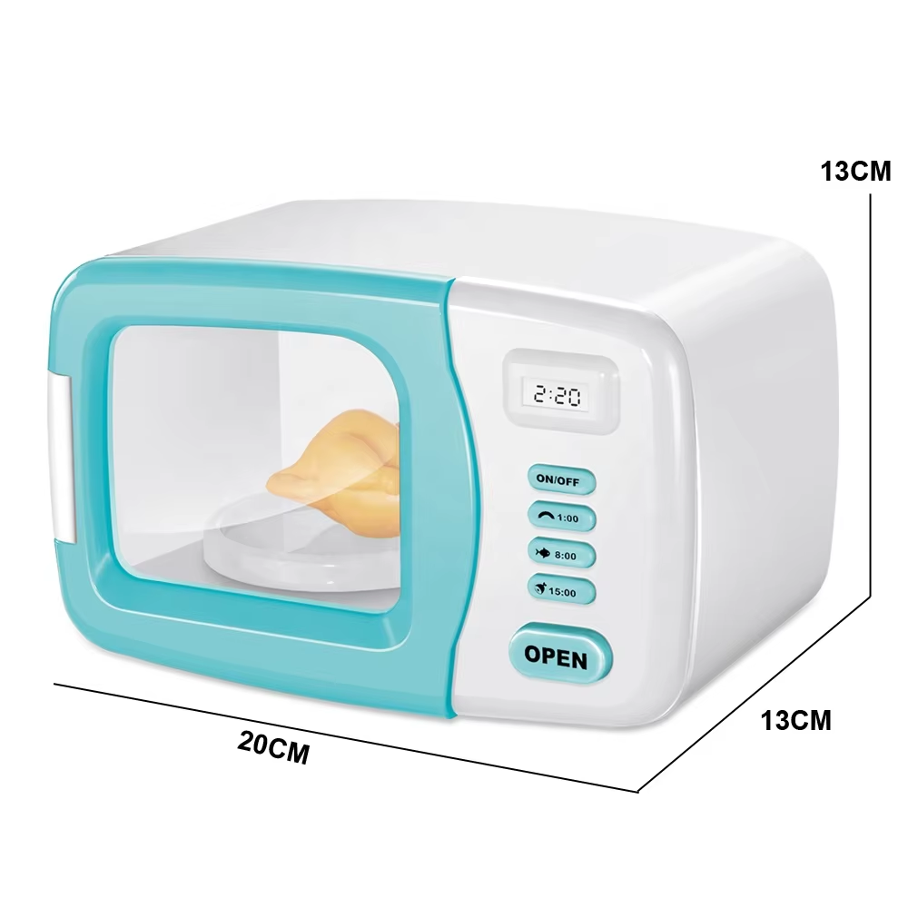 Kids Microwave Toy Kitchen Playset Pretend Play Kitchen Appliance with Rotating
