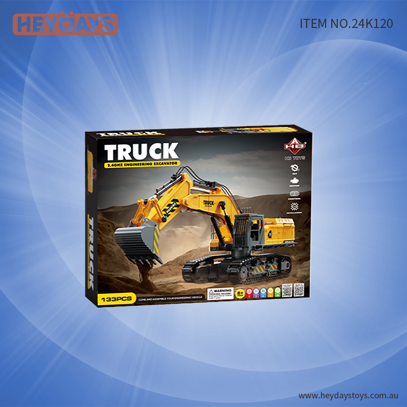 Remote Control Excavator Truck Construction Digger 2.4GHz RC DIY STEM Toy Kids