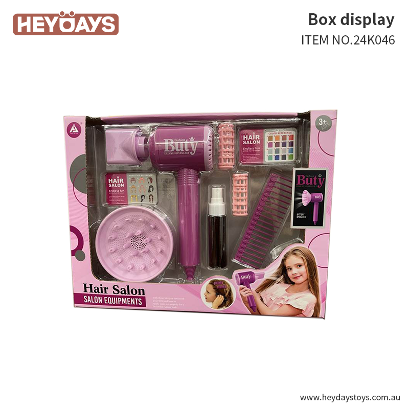 Pretend Play Hair Styling Set Hair Dryer Beauty Salon Kit Toy Gift Kids Girls