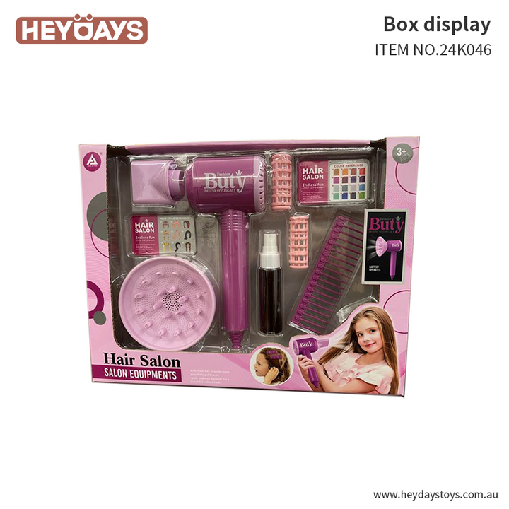 Pretend Play Hair Styling Set Hair Dryer Beauty Salon Kit Toy Gift Kids Girls