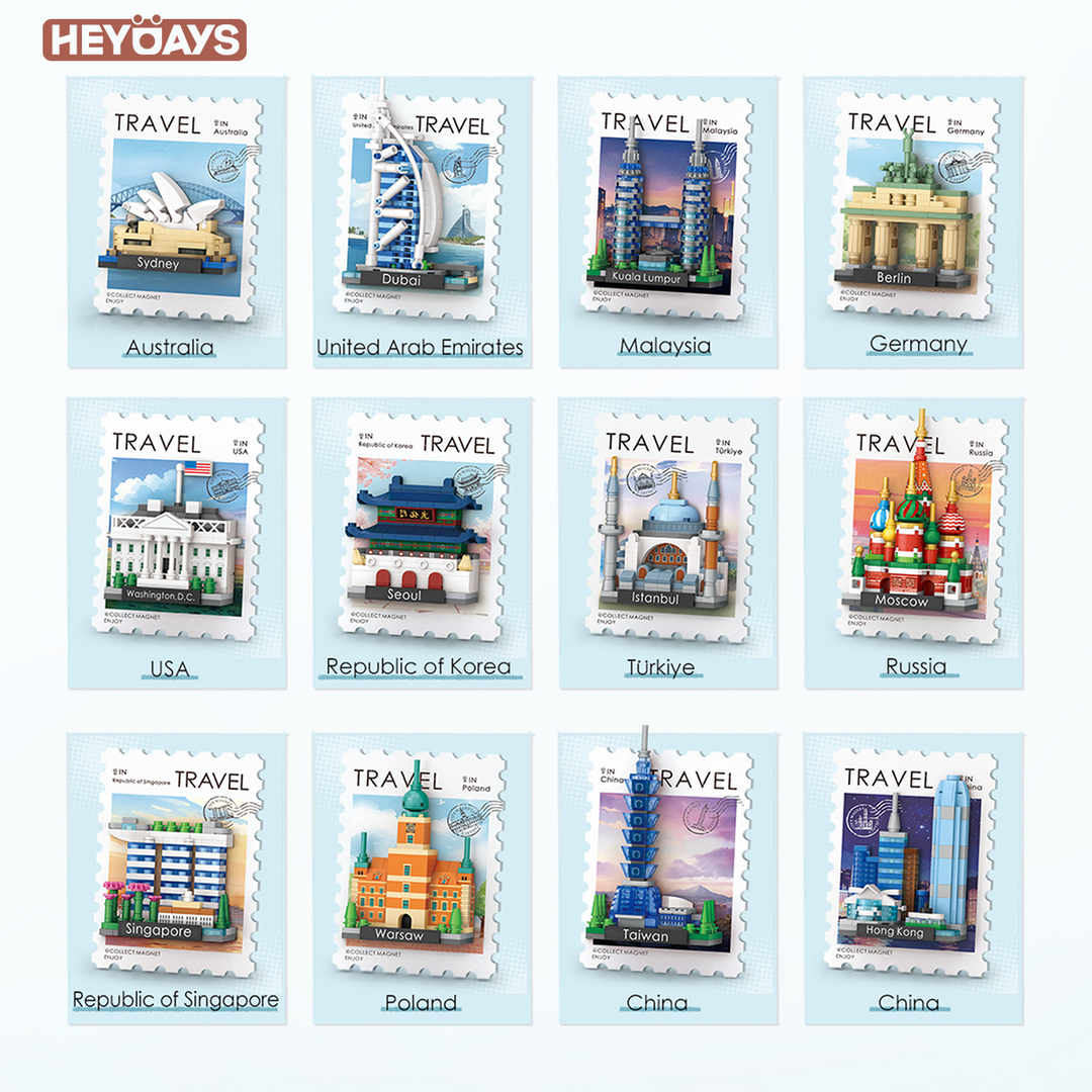 3D World Landmark Building Block Fridge Magnet Blind Box Mystery Souvenir Gift