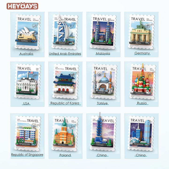 3D World Landmark Building Block Fridge Magnet Blind Box Mystery Souvenir Gift