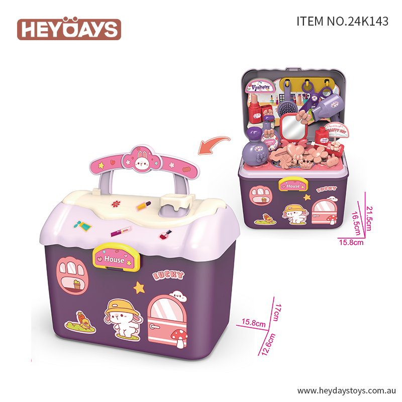Pretend Play Beauty Salon Set w/ Hair Dryer Hair & Makeup Accessories Gift Kids