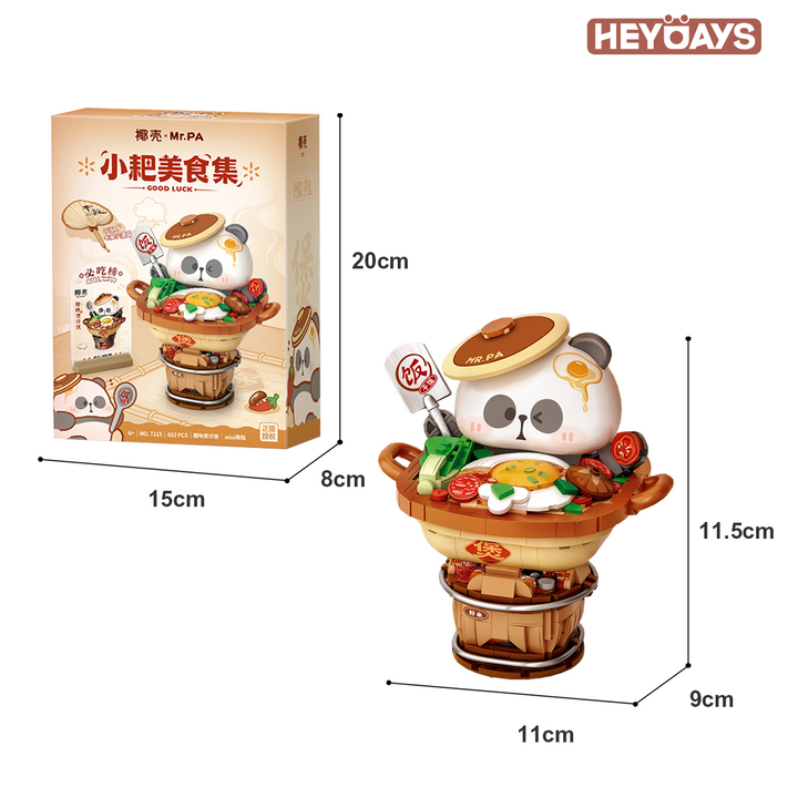 3D Kawaii Food Panda Mini Building Block Set, Gourmet Sichuan Hotpot & Claypot