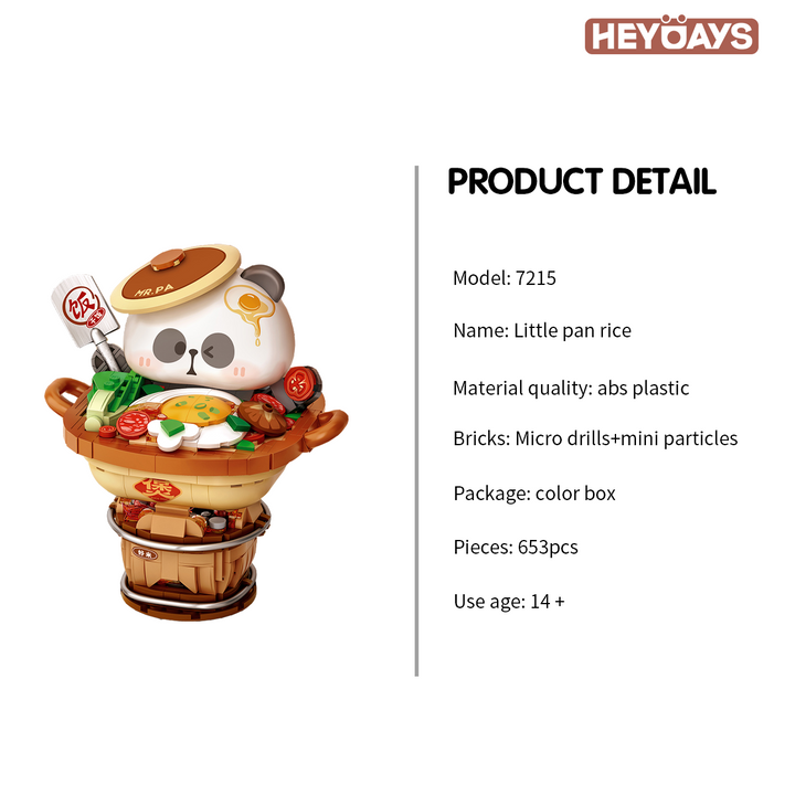 3D Kawaii Food Panda Mini Building Block Set, Gourmet Sichuan Hotpot & Claypot