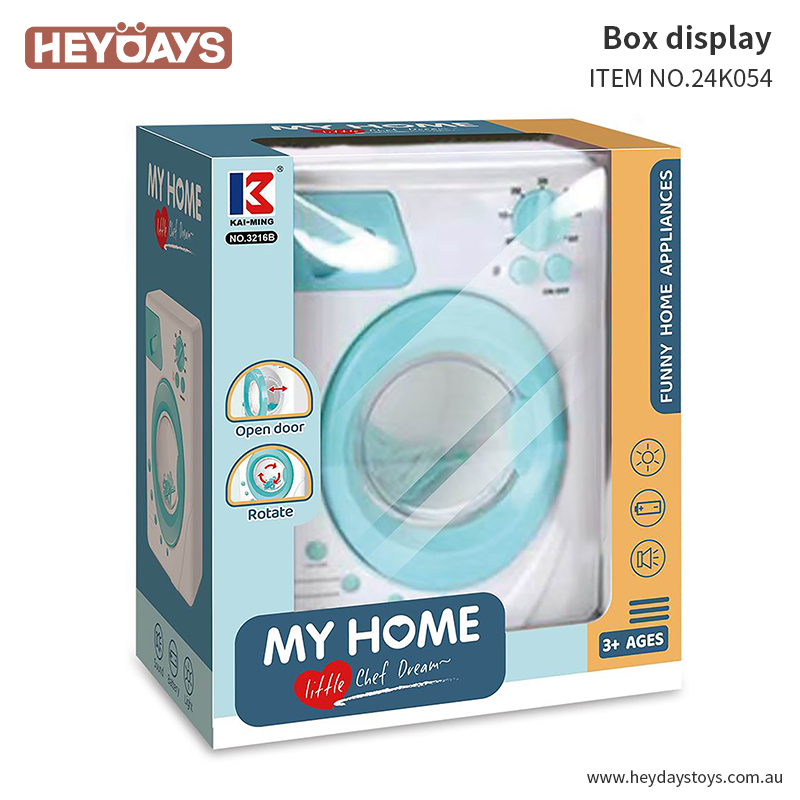 Pretend Play Washing Machine Appliance Toy with Rotating Drum & Lights ...