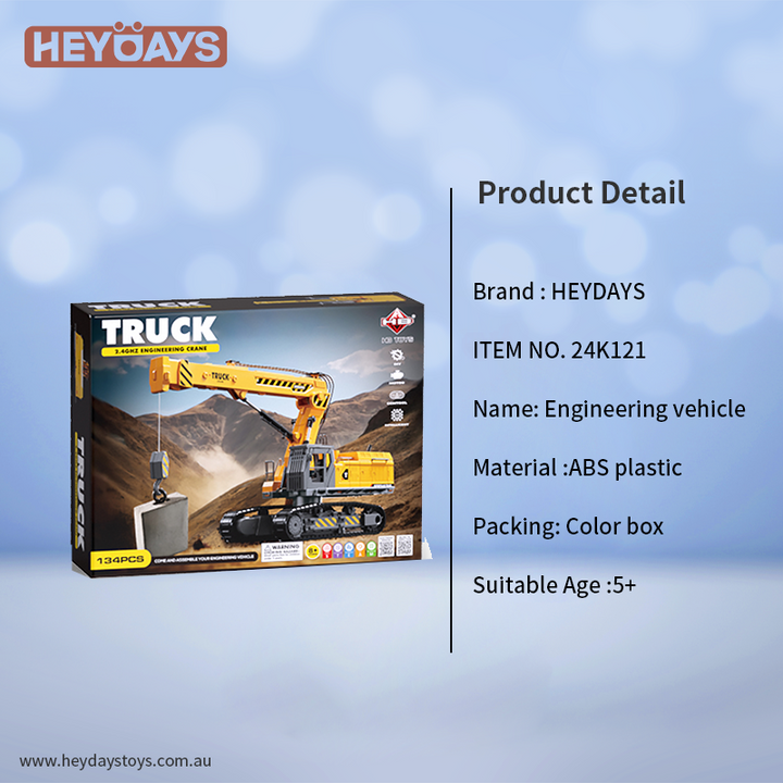 Remote Control Crane Truck Construction Vehicle Model 2.4GHz DIY STEM Toy Kids