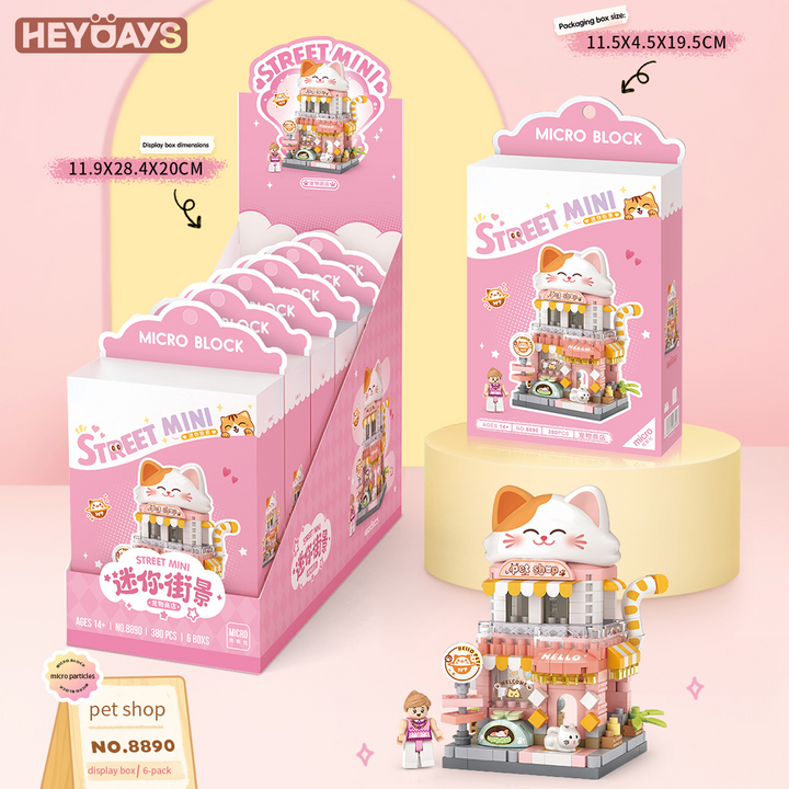 3D Street Mini View Building Block Set Cute Store Model Kit with Minifigure