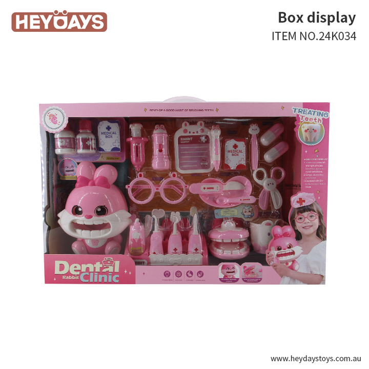 Bunny Rabbit Dental Role Play Set Pretend Play Doctor Dentist Kit Toy Gift Kids