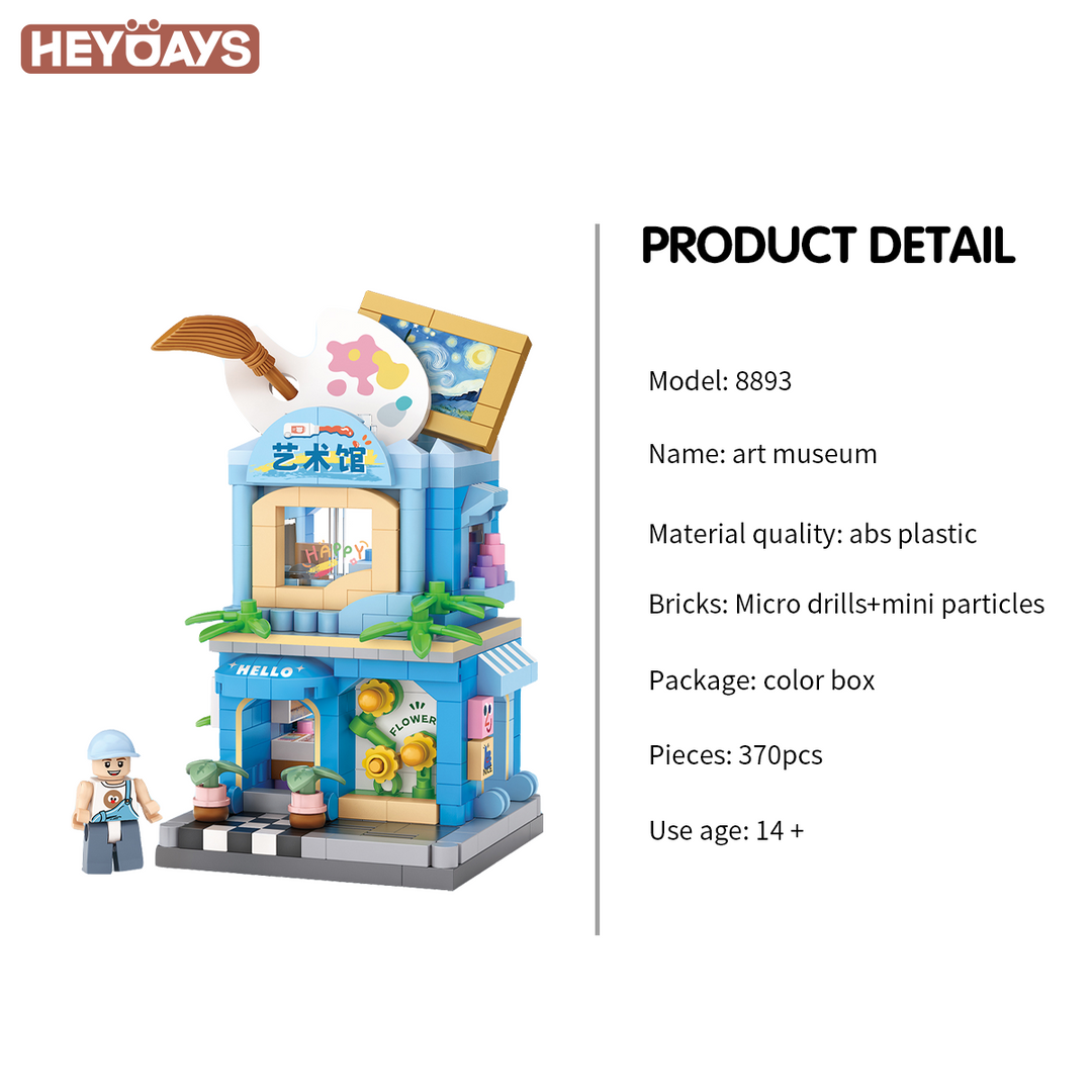 3D Street Mini View Building Block Set Cute Store Model Kit with Minifigure