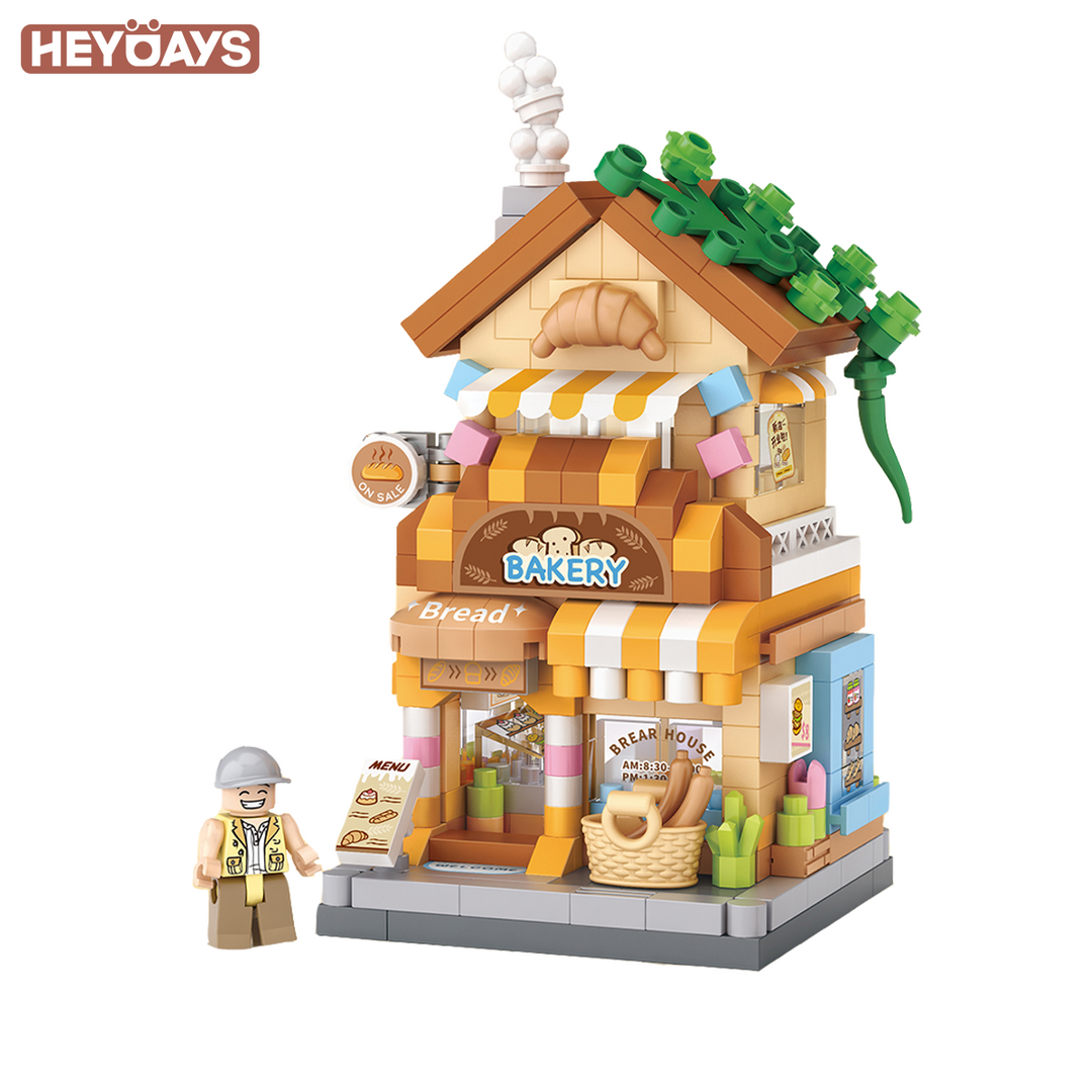 3D Street Mini View Building Block Set Cute Store Model Kit with Minifigure