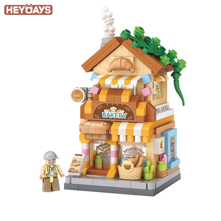 3D Street Mini View Building Block Set Cute Store Model Kit with Minifigure