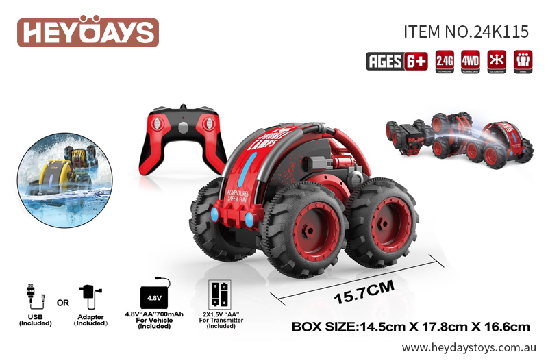 Amphibious Remote Control Car Stunt RC Car Water Ballet 4WD 2.4Ghz Kids Adults