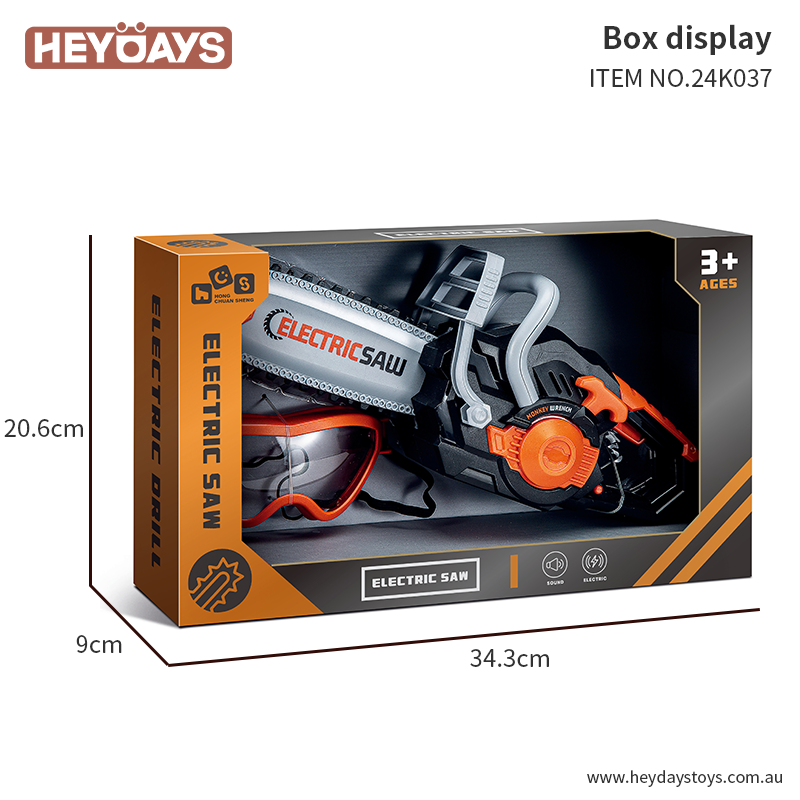 Pretend Play Role Play STEM Toy Tool Set Electric Saw Chainsaw Sound Gift Kids