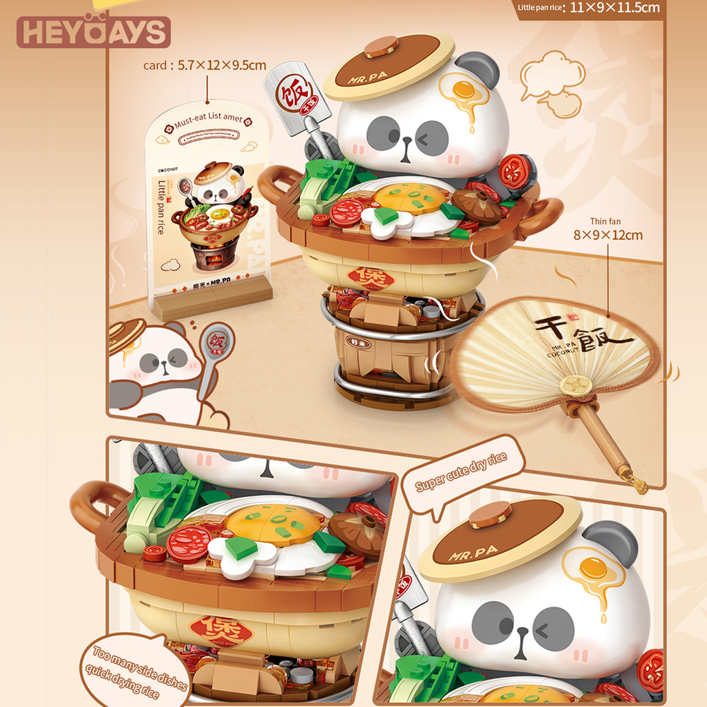 3D Kawaii Food Panda Mini Building Block Set, Gourmet Sichuan Hotpot & Claypot