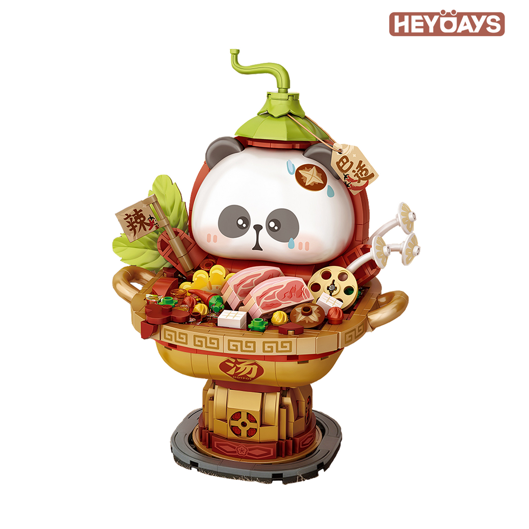 3D Kawaii Food Panda Mini Building Block Set, Gourmet Sichuan Hotpot & Claypot