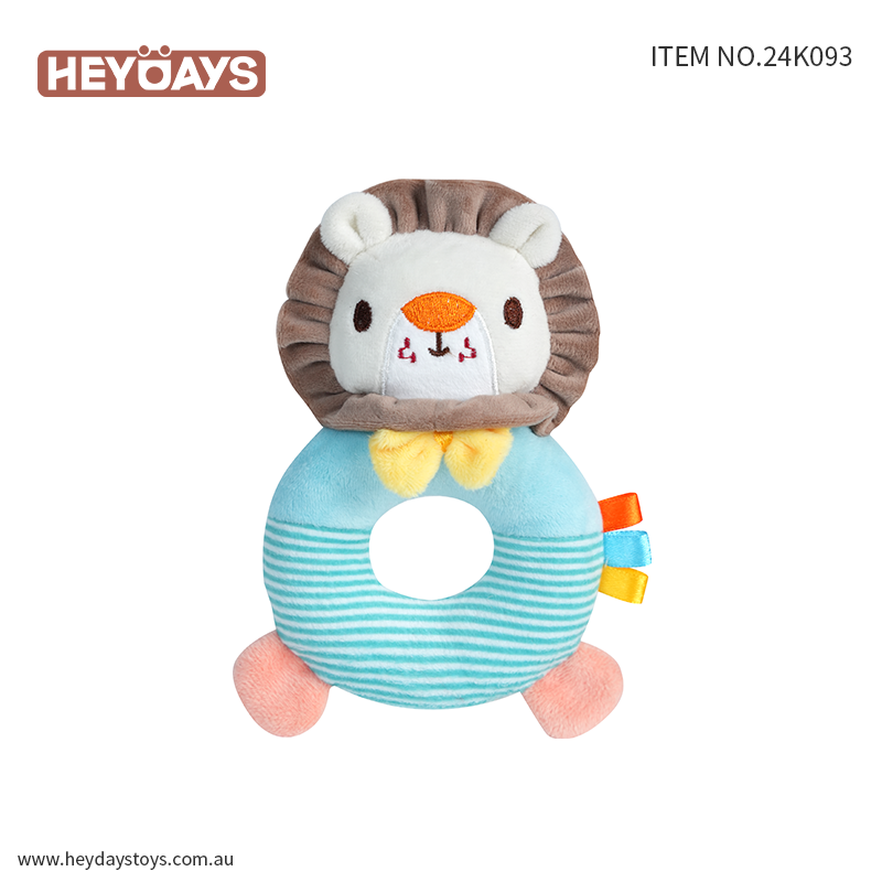 Sensory Educational Baby Rattle Toy Lion Animal Soft Plush Toy Newborn Infants