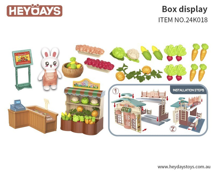 Pretend Play Grocery Store Playset w/ Play Food Accessories Gift Kids Boys Girls