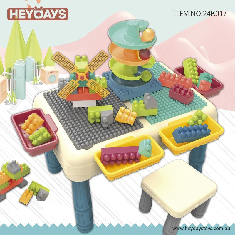 Building Block Table Toddler Blocks Toys Activity Table w/ Storage Box Gift Kids