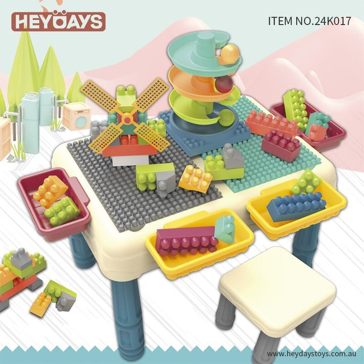 Building Block Table Toddler Blocks Toys Activity Table w/ Storage Box Gift Kids
