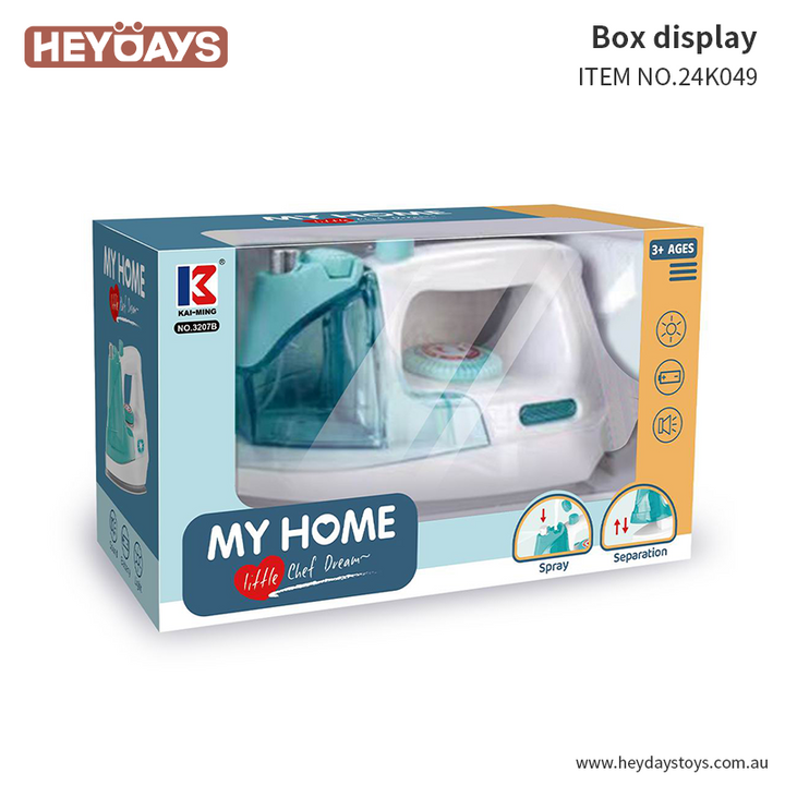 Pretend Play Playset Steam Iron Toy with Spray Function & Detachable Water Tank