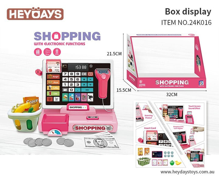 Pretend Play Calculator Cash Register w/ Food Scanner Toy Gift Kids Boys Girls