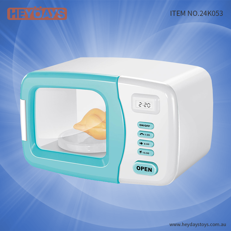 Kids Microwave Toy Kitchen Playset Pretend Play Kitchen Appliance with Rotating