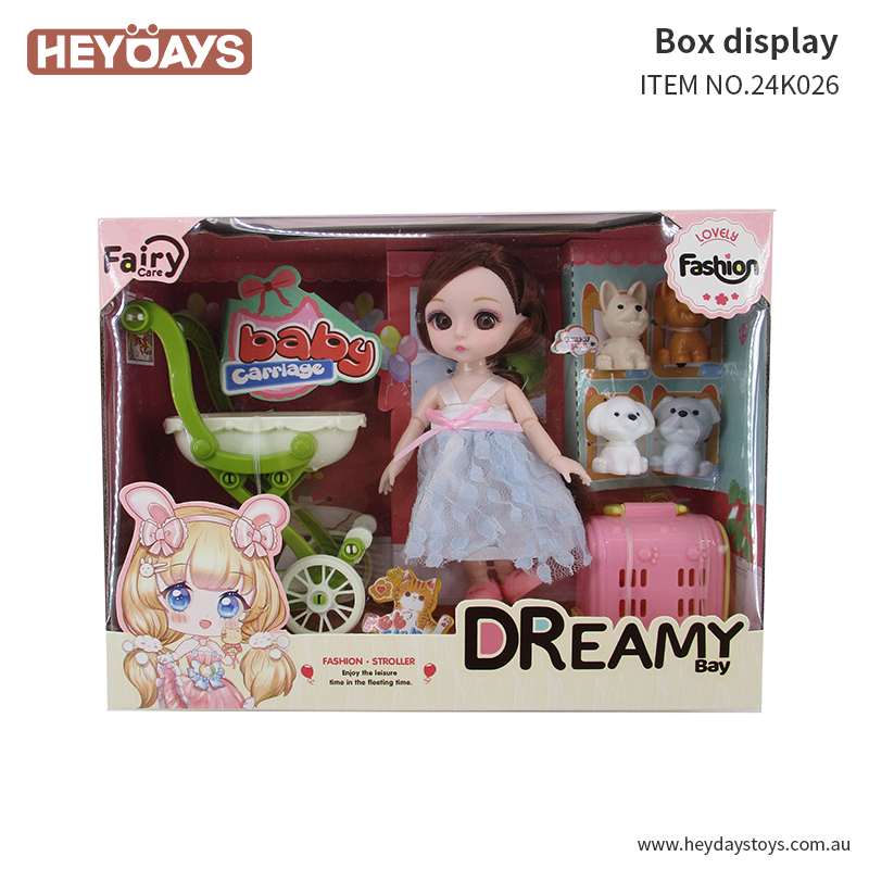 Baby Doll Carriage Set with Puppy and Accessories Playset Toy Gift Kids Girls