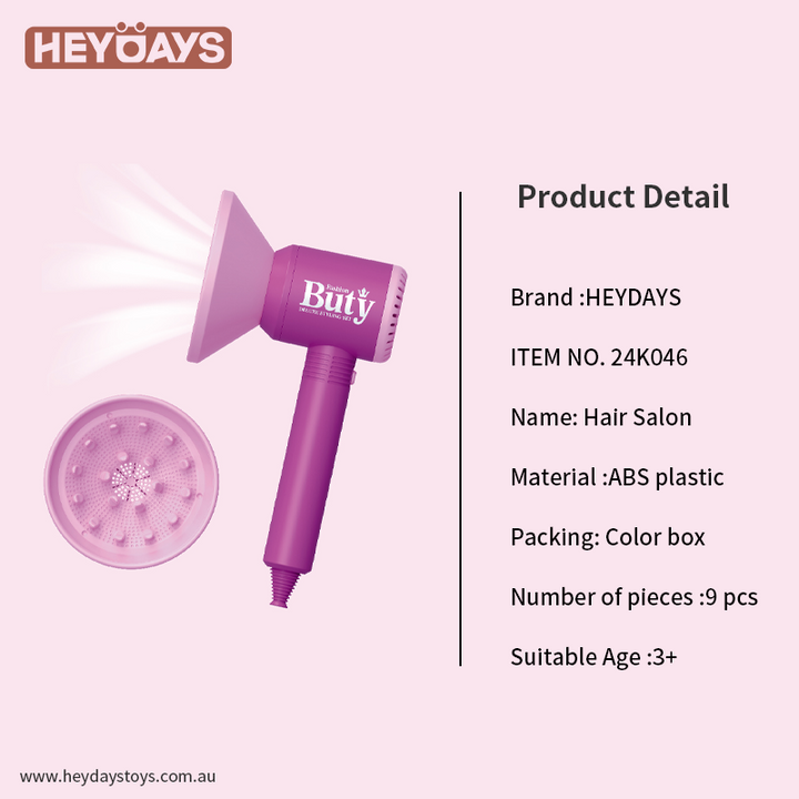 Pretend Play Hair Styling Set Hair Dryer Beauty Salon Kit Toy Gift Kids Girls