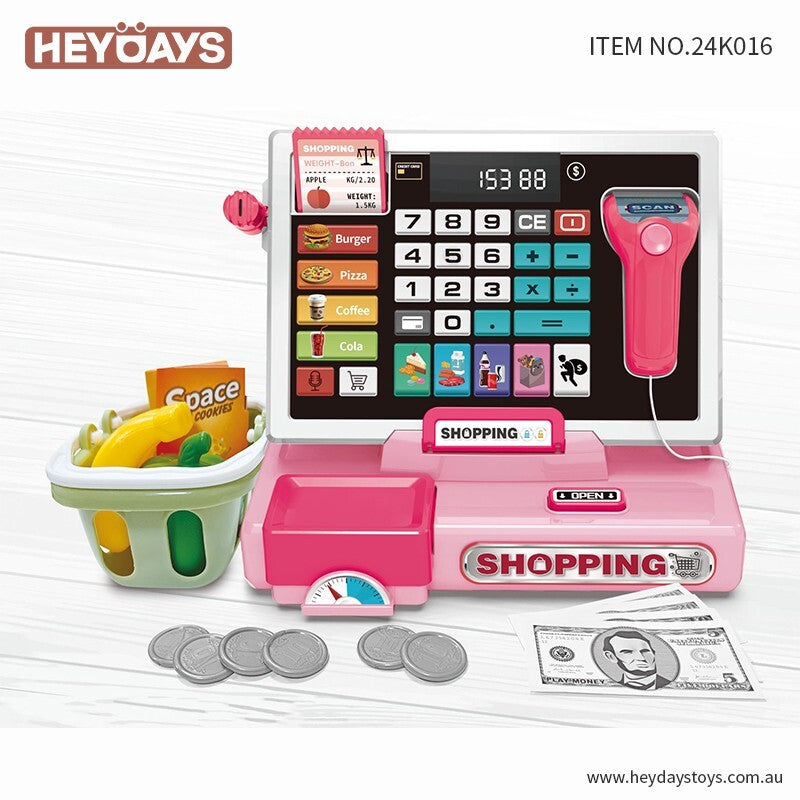 Pretend Play Calculator Cash Register w/ Food Scanner Toy Gift Kids Boys Girls