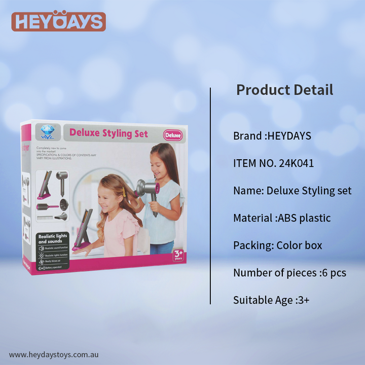 Pretend Play Hair Dryer Hair Salon Dyson Styling Toy w/ Accessories Gift Kids