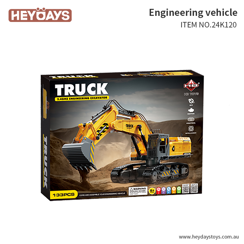 Remote Control Excavator Truck Construction Digger 2.4GHz RC DIY STEM Toy Kids