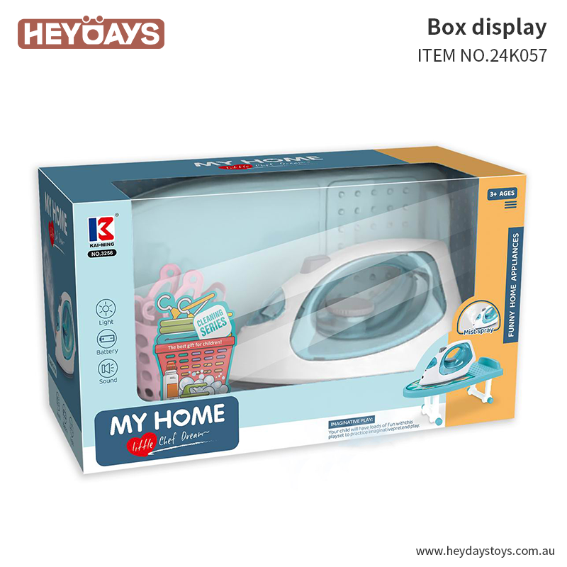 Pretend Play Laundry Playset Ironing Board & Iron Set Toy Gift Kids Boys Girls