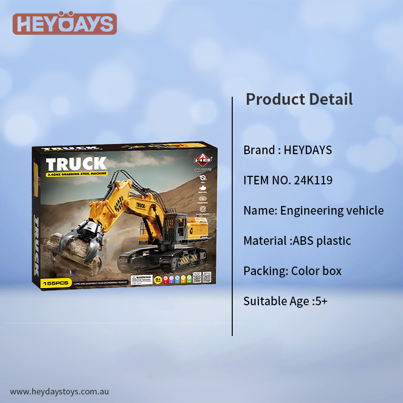 Remote Control Steel Grab Truck Construction Claw Truck 2.4GHz DIY STEM Toy Kids