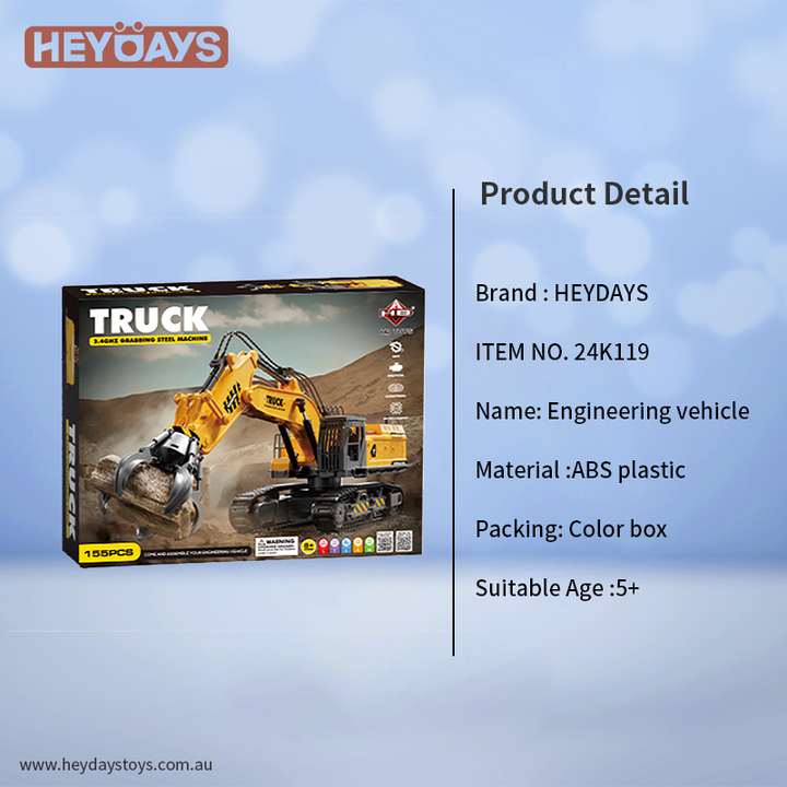 Remote Control Steel Grab Truck Construction Claw Truck 2.4GHz DIY STEM Toy Kids