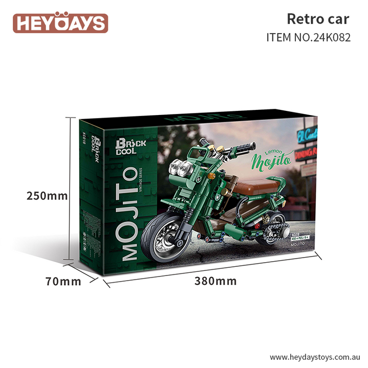 Vintage Motorcycle Toy Building Blocks Kit Collectible Display Model Kids Adults