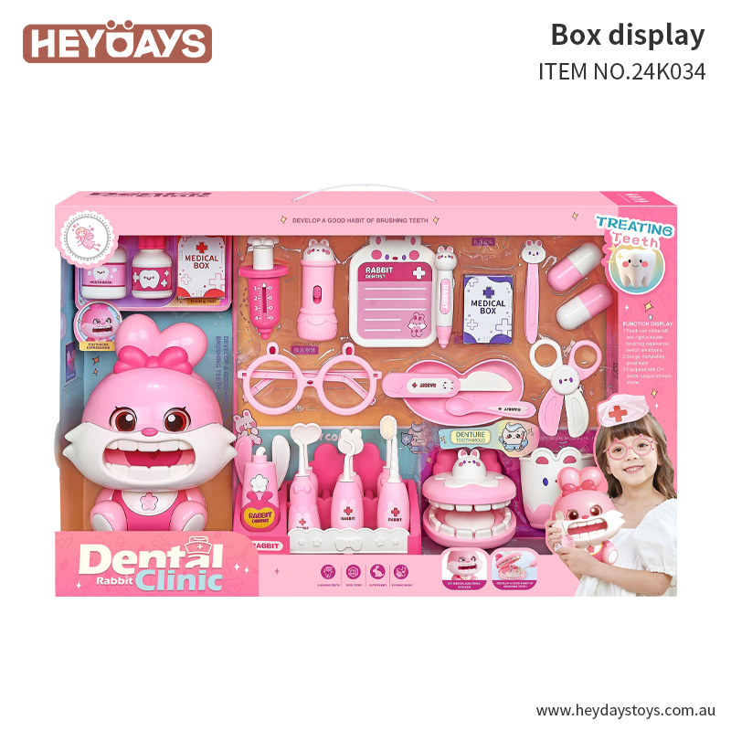Bunny Rabbit Dental Role Play Set Pretend Play Doctor Dentist Kit Toy Gift Kids