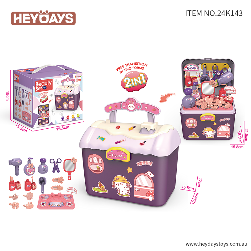 Pretend Play Beauty Salon Set w/ Hair Dryer Hair & Makeup Accessories Gift Kids
