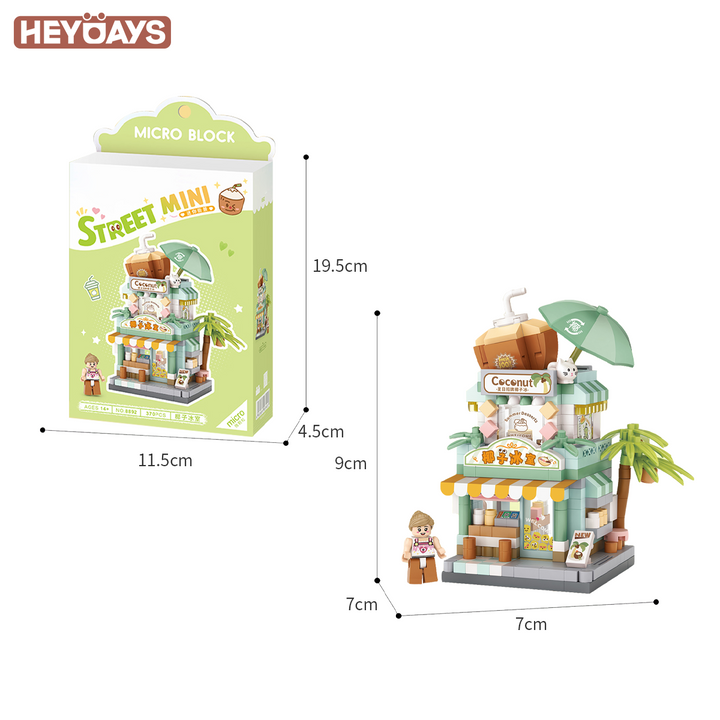 3D Street Mini View Building Block Set Cute Store Model Kit with Minifigure